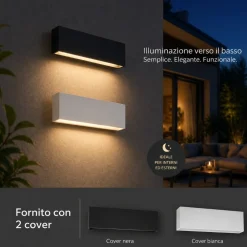 Applique Da Esterno-IsyLuce applique da esterno 6w 4000k cover antracite bianco