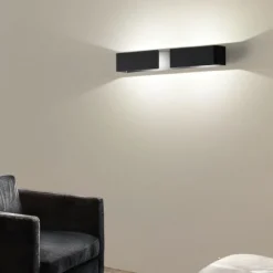 Applique Da Parete-IsyLuce applique graffa nero led design moderna 40w 3000k