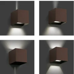 Applique Da Esterno-IsyLuce applique lampada da esterno cubo 16w 4000k corten