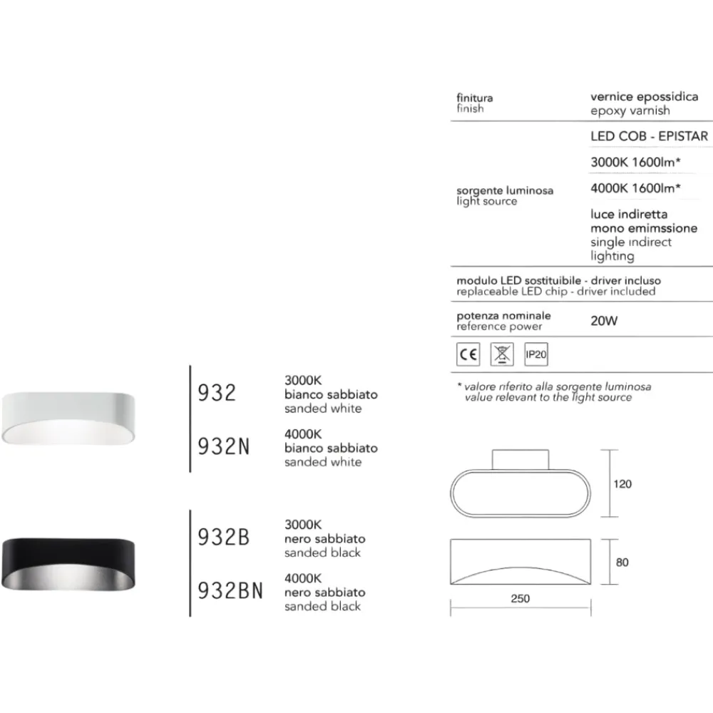 Applique Da Parete-IsyLuce applique led 20w 4000k bianco moderna per interni