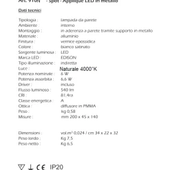 Applique Da Parete-IsyLuce applique led 6w 4000k moderno bianco per interni