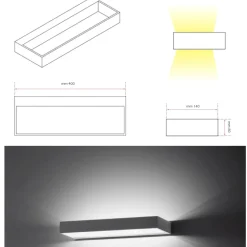 Applique Da Parete-IsyLuce applique led 12w 3000k moderna bianco squadrata