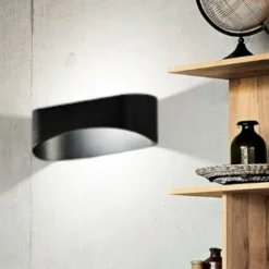 Applique Da Parete-IsyLuce applique moderna nera led 10w 4000k design tondo