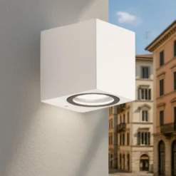 Applique Da Esterno-IsyLuce applique per esterni moderni cubo bianco