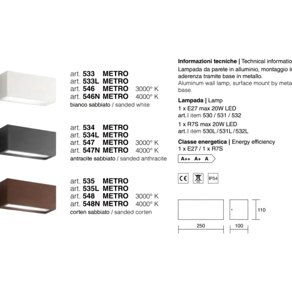 Applique Da Esterno-IsyLuce applique per esterno r7s moderna corten