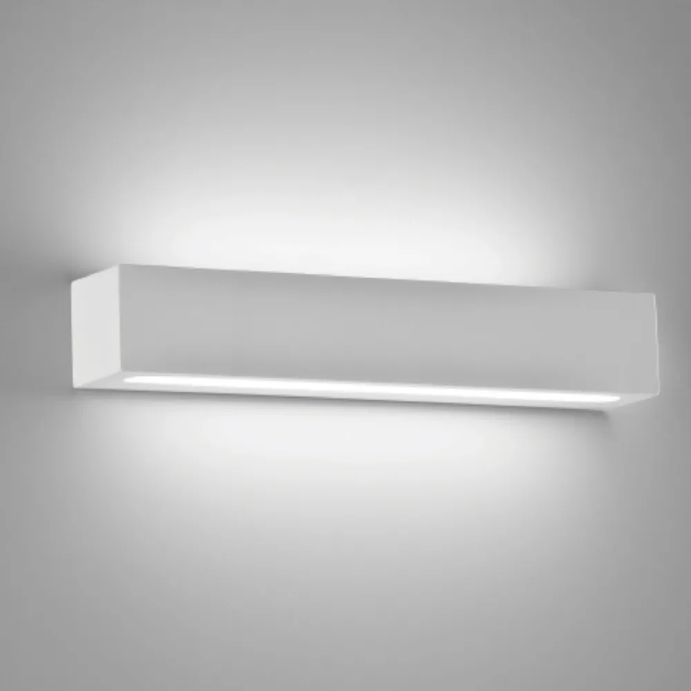 Applique Da Parete-IsyLuce applique rettangolare gesso bianco led 30w 3000k