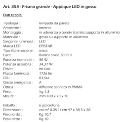 Applique Da Parete-IsyLuce applique rettangolare gesso bianco led 30w 3000k
