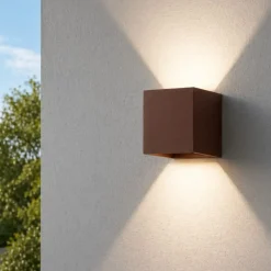 Applique Da Esterno-IsyLuce applique 6w cubo corten 3000k per esterno