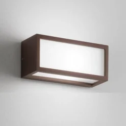 Applique Da Esterno-IsyLuce deco applique da esterno led 18w 4000k marrone corten