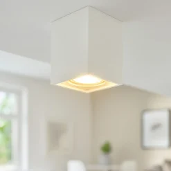 Faretti Da Soffitto-IsyLuce faretto cubo da soffitto gesso bianco per cucina