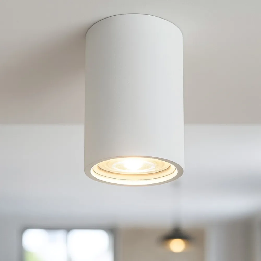 Faretti Da Soffitto-IsyLuce faretto da soffitto cilindro gesso bianco