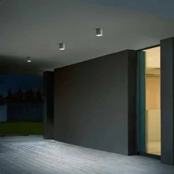 Faretti Da Esterno-IsyLuce faretto da soffitto per esterno cilindro antracite ip54
