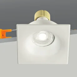 Faretti Da Incasso-IsyLuce faretto quadrato metallo bianco da incasso controsoffitto