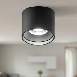 Faretti Da Soffitto-IsyLuce focus faretto led nero cilindro 16w 3000k