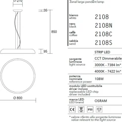Lampadari Cucina-IsyLuce grande lampadario zenal bianco per cucina led 108w 3000k 4000k dimmerabile