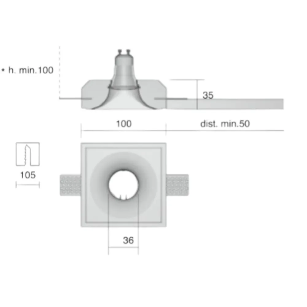 Faretti Da Incasso-IsyLuce mini faretto rotondo di gesso incasso per controsoffitto