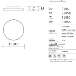 Plafoniere Moderne-IsyLuce plafoniera led 39w 3000k 4000k dimmerabile bianca rotonda