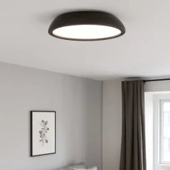Plafoniere Moderne-IsyLuce plafoniera zenal marrone rotonda led 27w dimmerabile