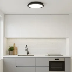 Plafoniere Moderne-IsyLuce zenal plafoniera per cucina led 3000k 4000k dimmerabile nera rotonda