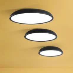 Plafoniere Moderne-IsyLuce zenal plafoniera per cucina led 3000k 4000k dimmerabile nera rotonda