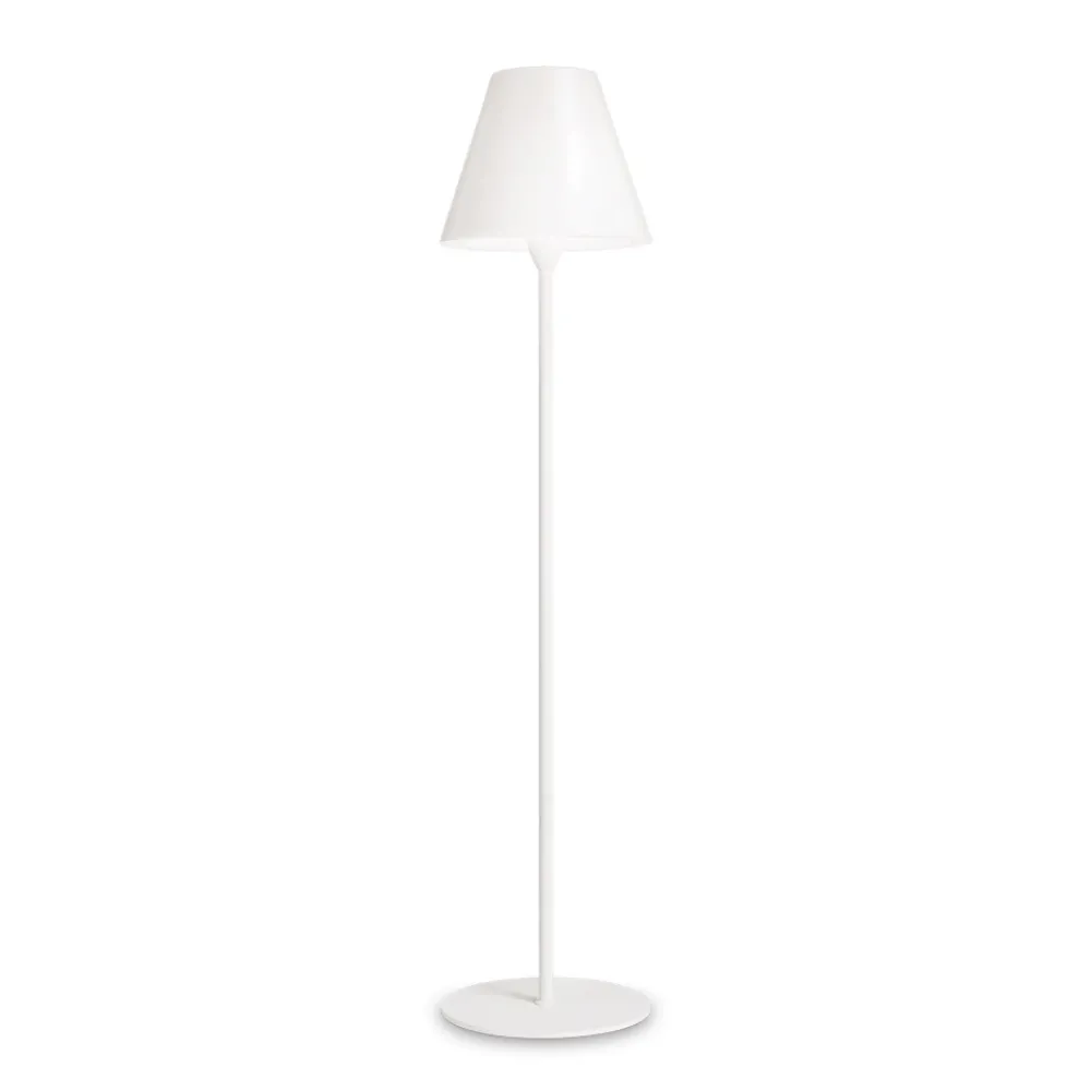 Lampade Da Esterno Giardino-Ideal Lux Itaca pt1 piantana da esterno paralume cono bianca