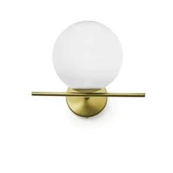 Applique Da Parete-Miloox Jugen applique da interno oro sfera vetro bianco