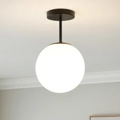 Plafoniere Moderne-Miloox Jugen plafoniera per camera da letto nera boccia vetro bianco