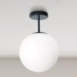 Plafoniere Moderne-Miloox Jugen plafoniera struttura ottanio sfera boccia bianca