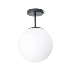 Plafoniere Moderne-Miloox Jugen plafoniera struttura ottanio sfera boccia bianca