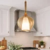 Lampade A Sospensione-Ideal Lux Kalique sp1-1 d28 lampada a sospensione vetro ambra per cucina