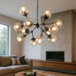 Lampadari Moderni-Ideal Lux Kepler lampadario per soggiorno sp12 nero