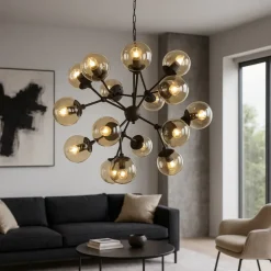 Lampadari Moderni-Ideal Lux Kepler sp18 grande lampadario nero per salotto