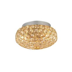 Plafoniere Moderne-Ideal Lux King pl3 piccola plafoniera oro lucido rotonda