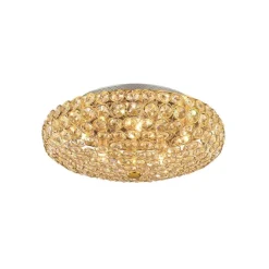 Plafoniere Moderne-Ideal Lux King pl5 plafoniera camera da letto tonda oro lucido cristallo trasparente