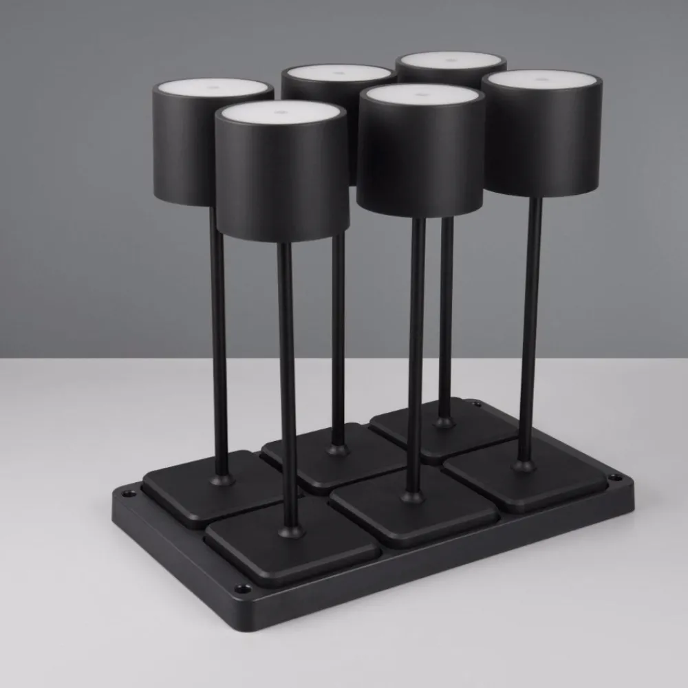 Lampade Da Tavolino Esterno-Selezionato da Mazzolaluce Kit 6 lampade da tavolo senza fili nero portatili per esterno ristorante