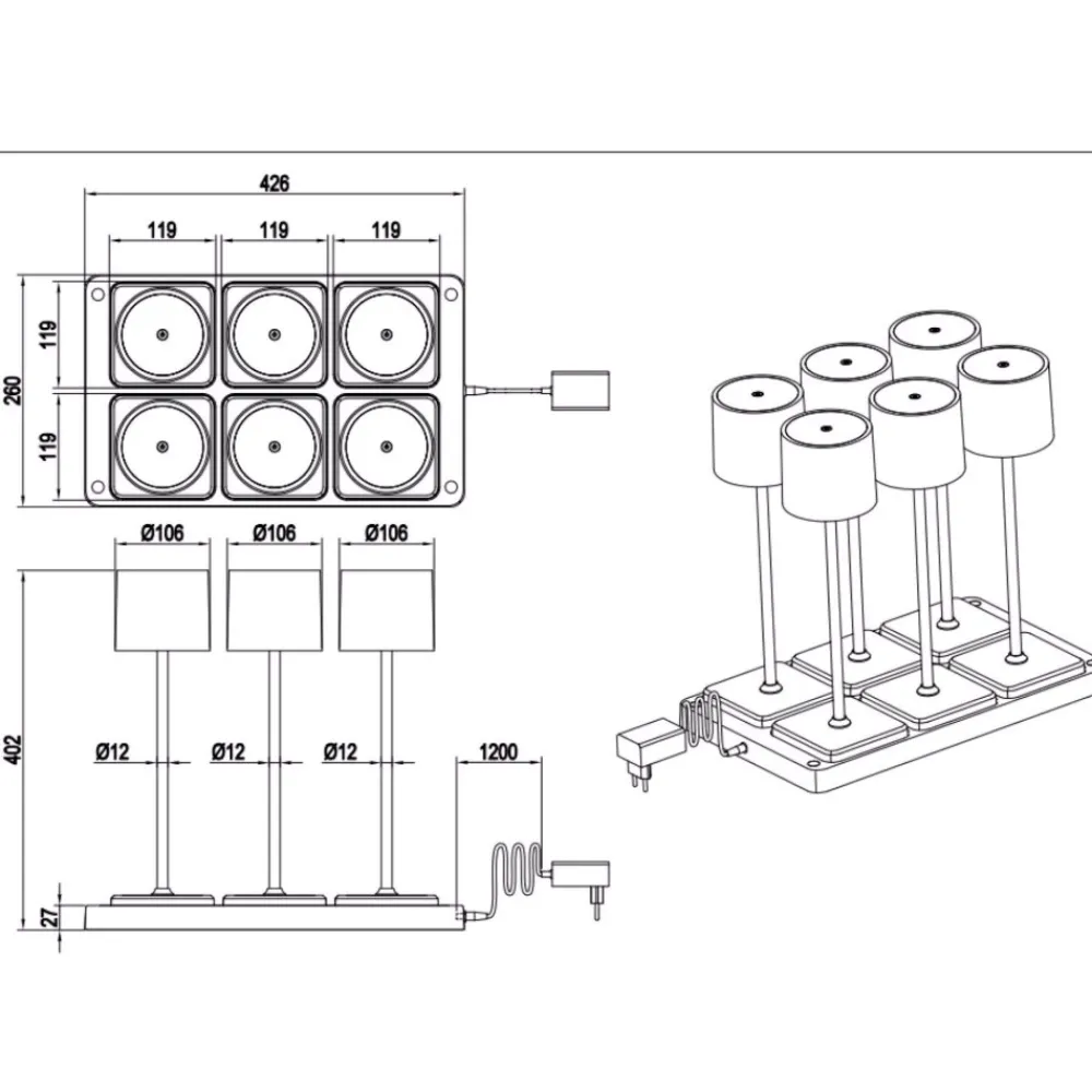 Lampade Da Tavolino Esterno-Selezionato da Mazzolaluce Kit 6 lampade da tavolo senza fili nero portatili per esterno ristorante