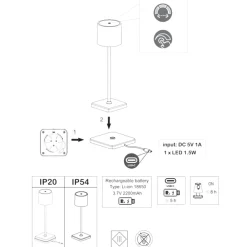 Lampade Da Tavolino Esterno-Selezionato da Mazzolaluce Kit 6 lampade da tavolo senza fili bianco con postazione ricaricabile per esterno