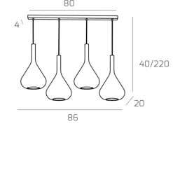 Lampadari Moderni-Top Light Kona lampadario moderno bianco 4 luci vetro