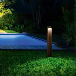 Lampioni Da Giardino-Ideal Lux Kurt pt 3000k lampione marrone ip54
