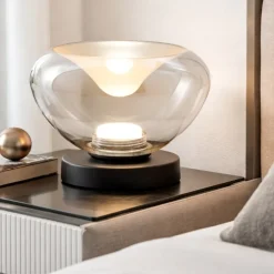Abat Jour-Fabas Luce Lampada abat-jour da comodino moderna vetro cognac fabas brena
