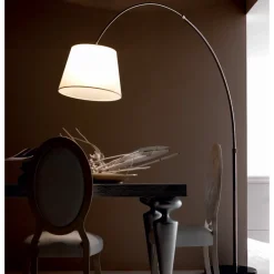 Lampade Da Terra-Selezionato da Mazzolaluce Lampada ad arco base marmo nero paralume pergamena orientabile
