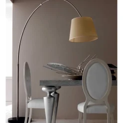 Lampade Da Terra-Selezionato da Mazzolaluce Lampada ad arco base marmo nero paralume pergamena orientabile