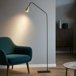 Lampade Da Terra-Selezionato da Mazzolaluce Lampada ad arco moderna colore nero e oro per salotto