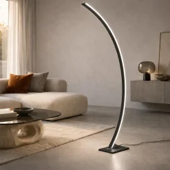 Lampade Da Terra-Ondaluce Lampada ad arco nera tenua led 54w 3000k dimmerabile