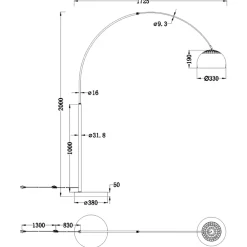Lampade Da Terra-Selezionato da Mazzolaluce Lampada ad arco parabola cupola nickel base effetto marmo h200 cm