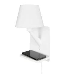 Applique Camera Da Letto-Selezionato da Mazzolaluce Lampada a parete per comodini bianco con base di ricarica presa usb