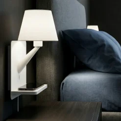 Applique Camera Da Letto-Selezionato da Mazzolaluce Lampada a parete per comodini bianco con base di ricarica presa usb