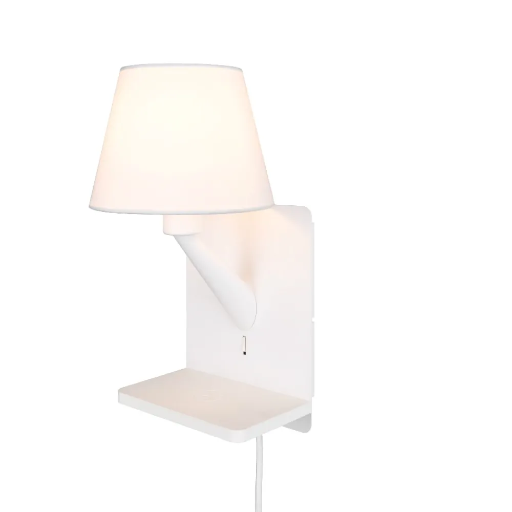 Applique Camera Da Letto-Selezionato da Mazzolaluce Lampada a parete per comodini bianco con base di ricarica presa usb