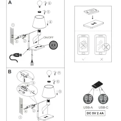 Applique Camera Da Letto-Selezionato da Mazzolaluce Lampada a parete per comodini bianco con base di ricarica presa usb