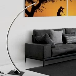 Lampade Da Terra-Selezionato da Mazzolaluce Lampada arco moderna led 3000k nera dimmerabile